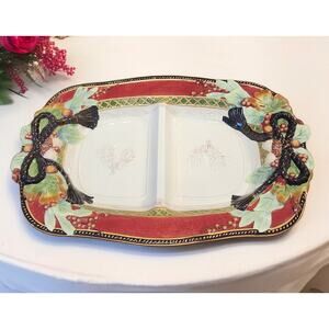 Fitz and Floyd Holiday Solstice Divided Server Handpainted Christmas EUC
